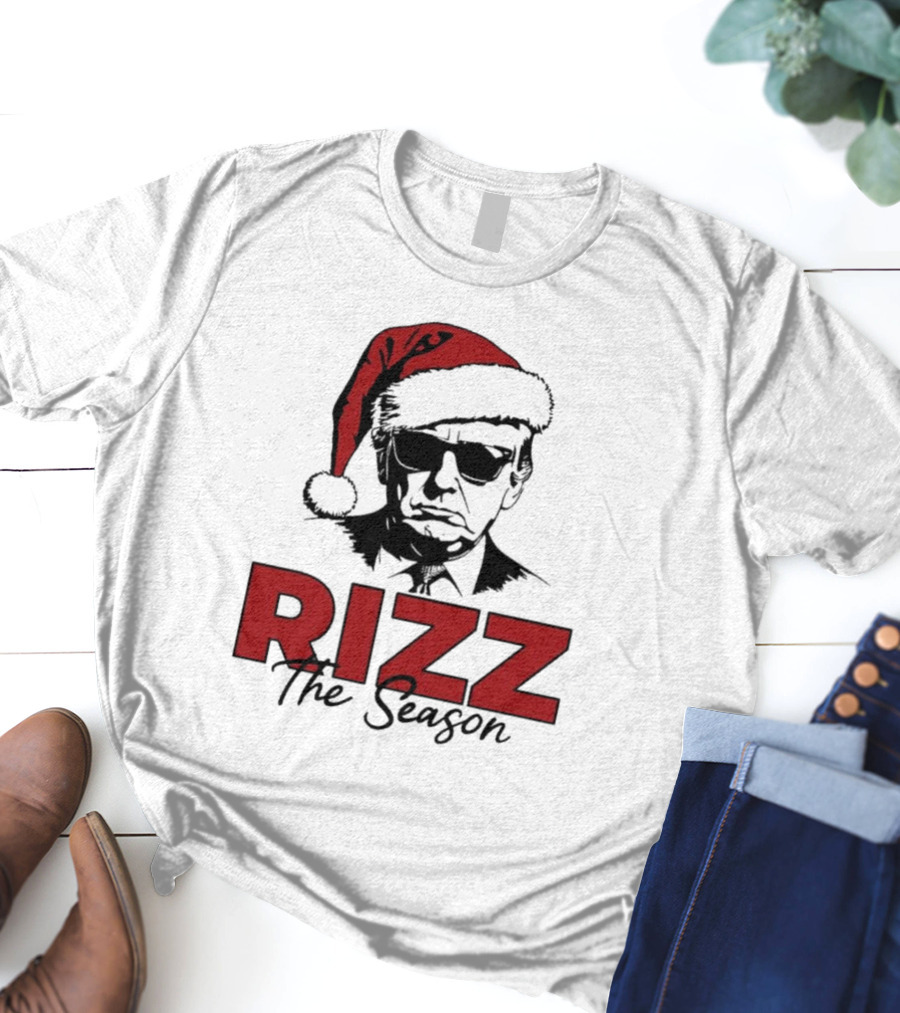 Rizz The Season Santa Hat Sunglasses Christmas T-Shirt