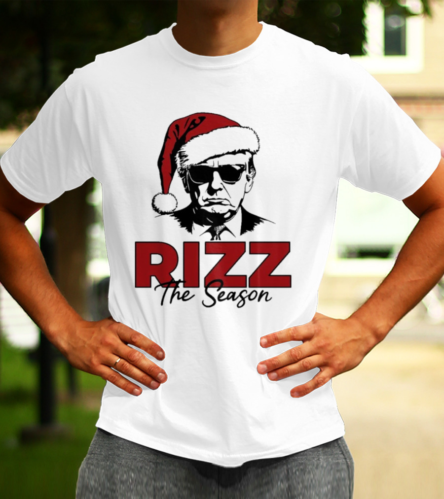 Rizz The Season Santa Hat Sunglasses Christmas T-Shirt