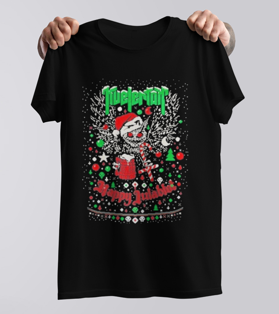 Kvelertak Happy Julablot Christmas Sweater Santa Skull Wings Holiday T-Shirt