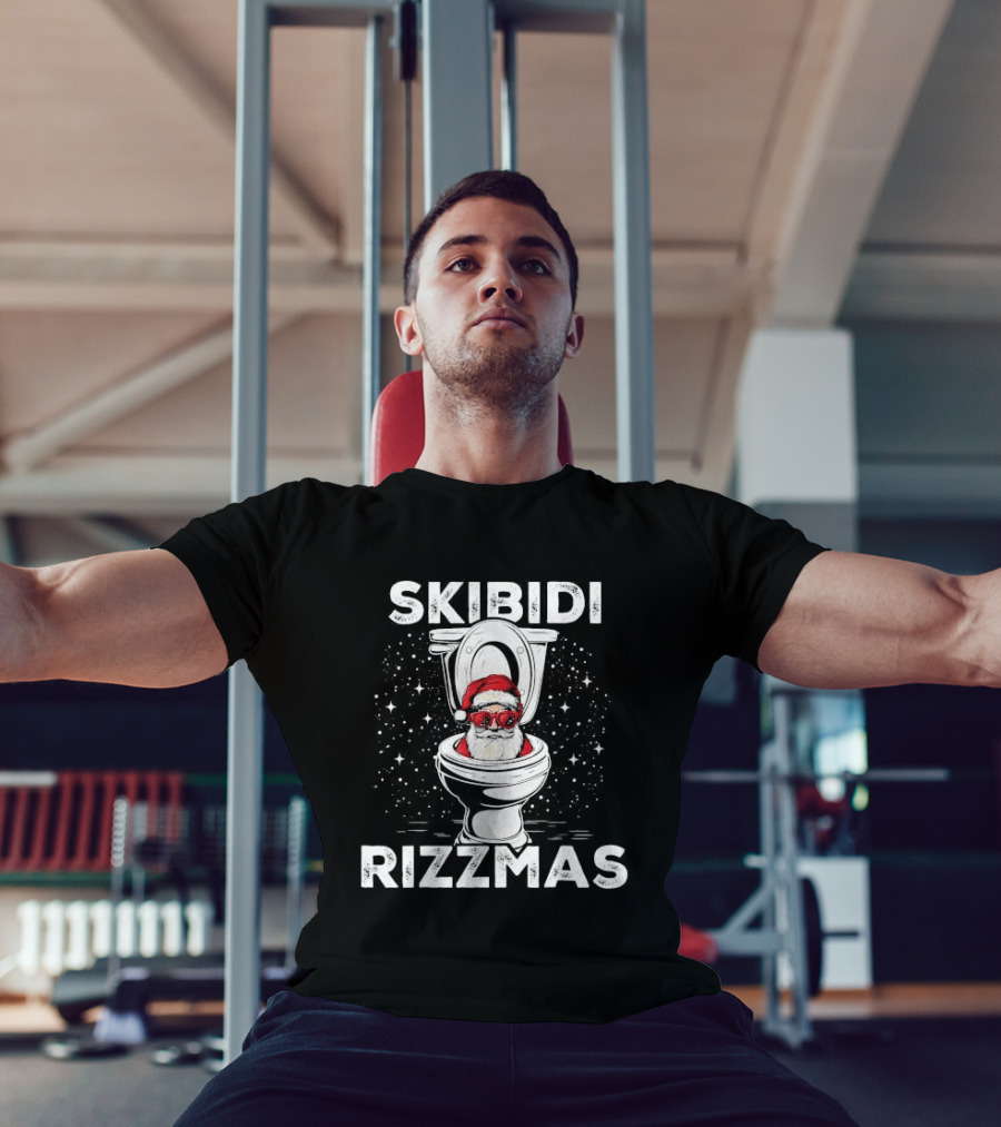 Skibidi Rizzmas Toilet Santa White Elephant Christmas T-Shirt