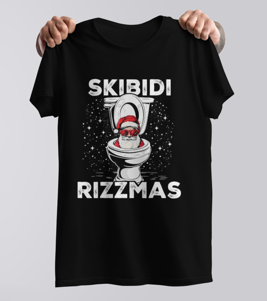 Skibidi Rizzmas Toilet Santa White Elephant Christmas T-Shirt
