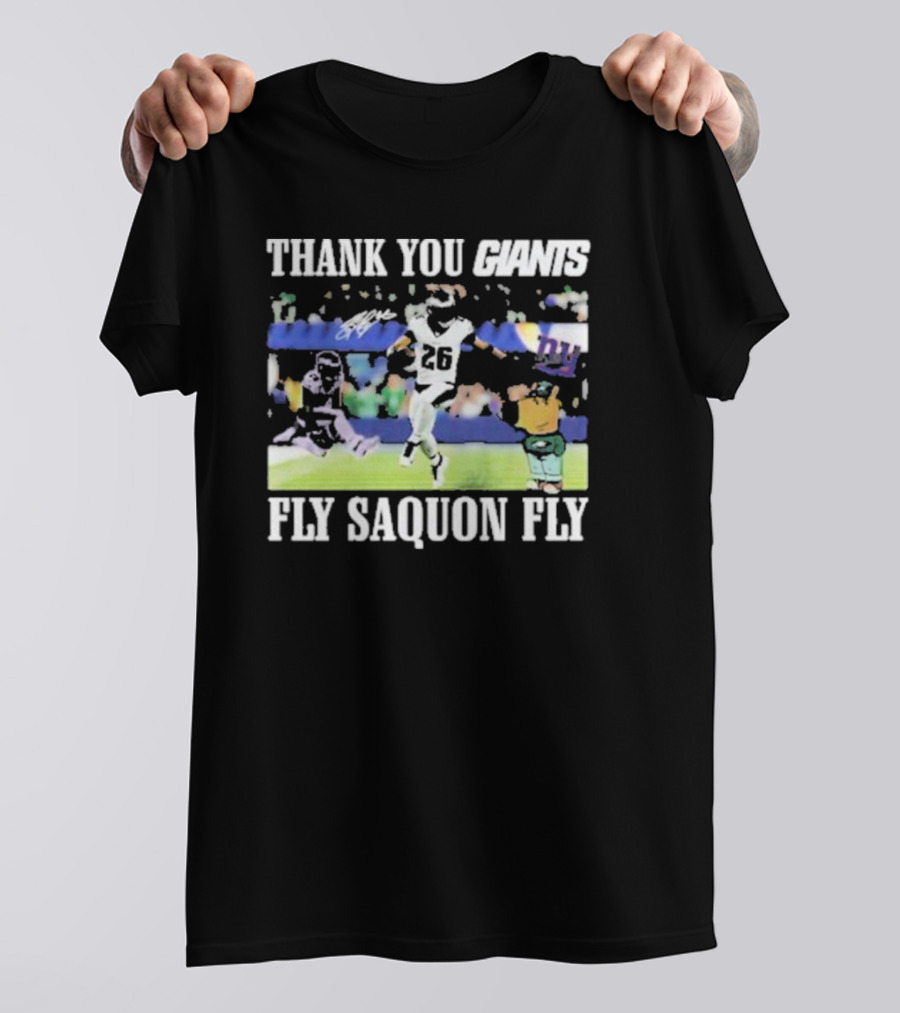Thank You Giants Fly Saquon Fly 26 Football Jumping Action T-Shirt