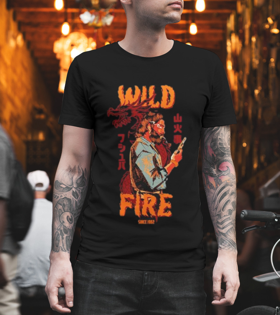 WILD FIRE SINCE 1982 Dragon And Man T-Shirt