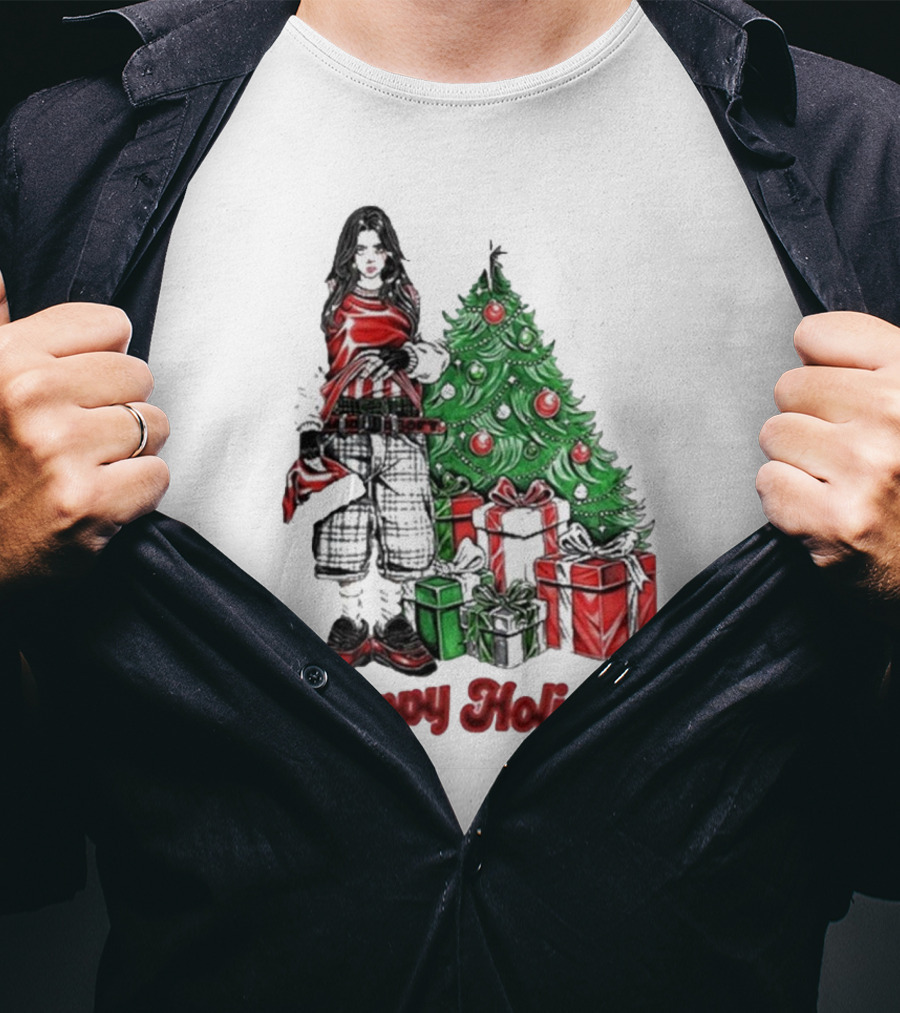Billie Eilish Happy Holidays Christmas Tree Presents T-Shirt