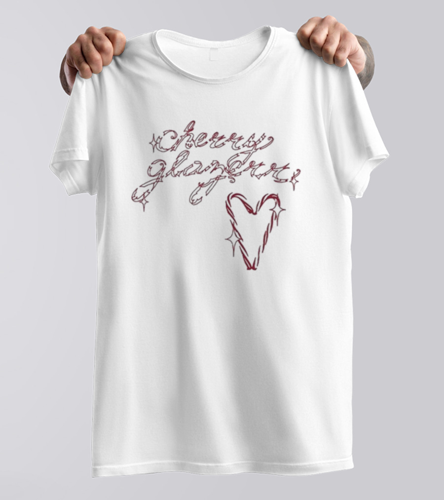 Cherry Glazerr Candy Cane Heart Sparkle Lettering T-Shirt