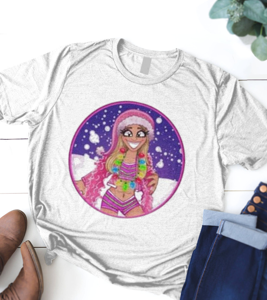 Merry Brittmas Wrestling Funny Christmas Outfit Santa Hat Cartoon T-Shirt