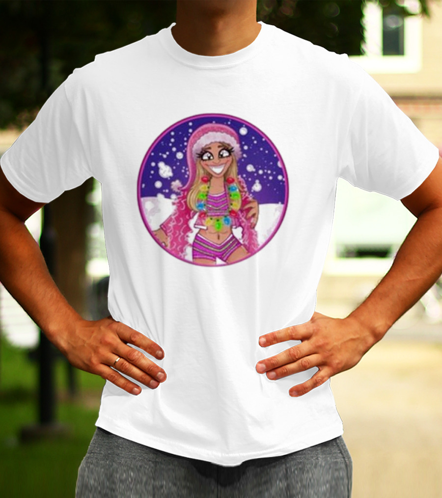 Merry Brittmas Wrestling Funny Christmas Outfit Santa Hat Cartoon T-Shirt