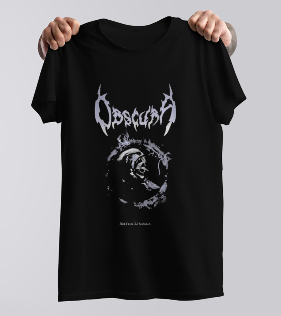 Obscura Silver Linings Skull And Helmet Motif T-Shirt