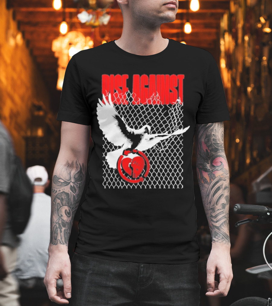 Rise Against Caged Dove Heart Symbol T-Shirt