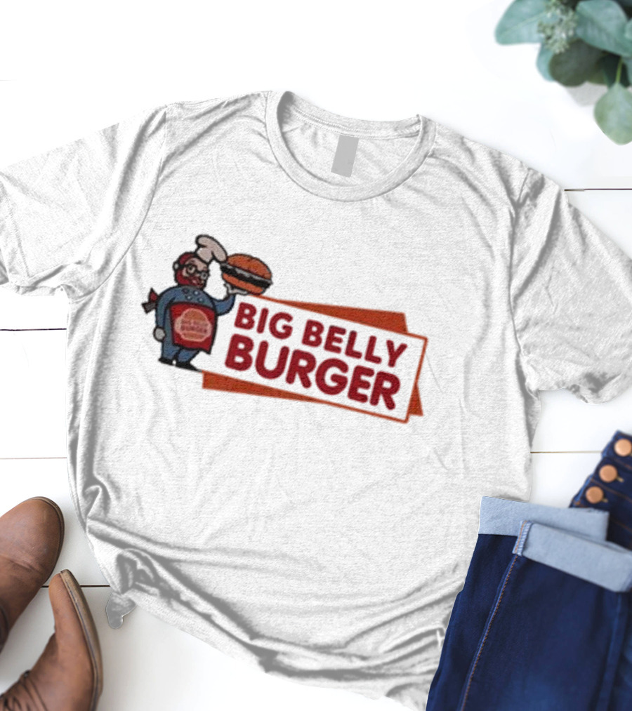 Big Belly Burger Logo With Chef Holding Burger T-Shirt