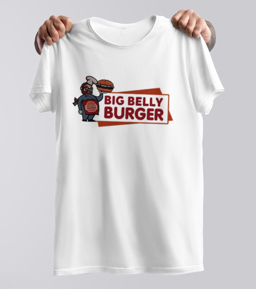 Big Belly Burger Logo With Chef Holding Burger T-Shirt