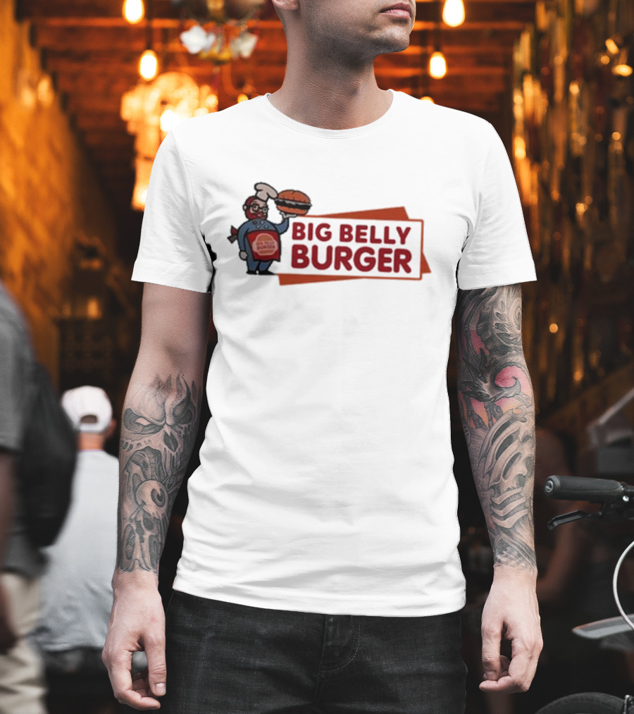 Big Belly Burger Logo With Chef Holding Burger T-Shirt
