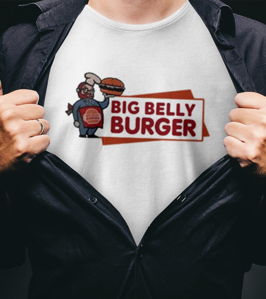 Big Belly Burger Logo With Chef Holding Burger T-Shirt
