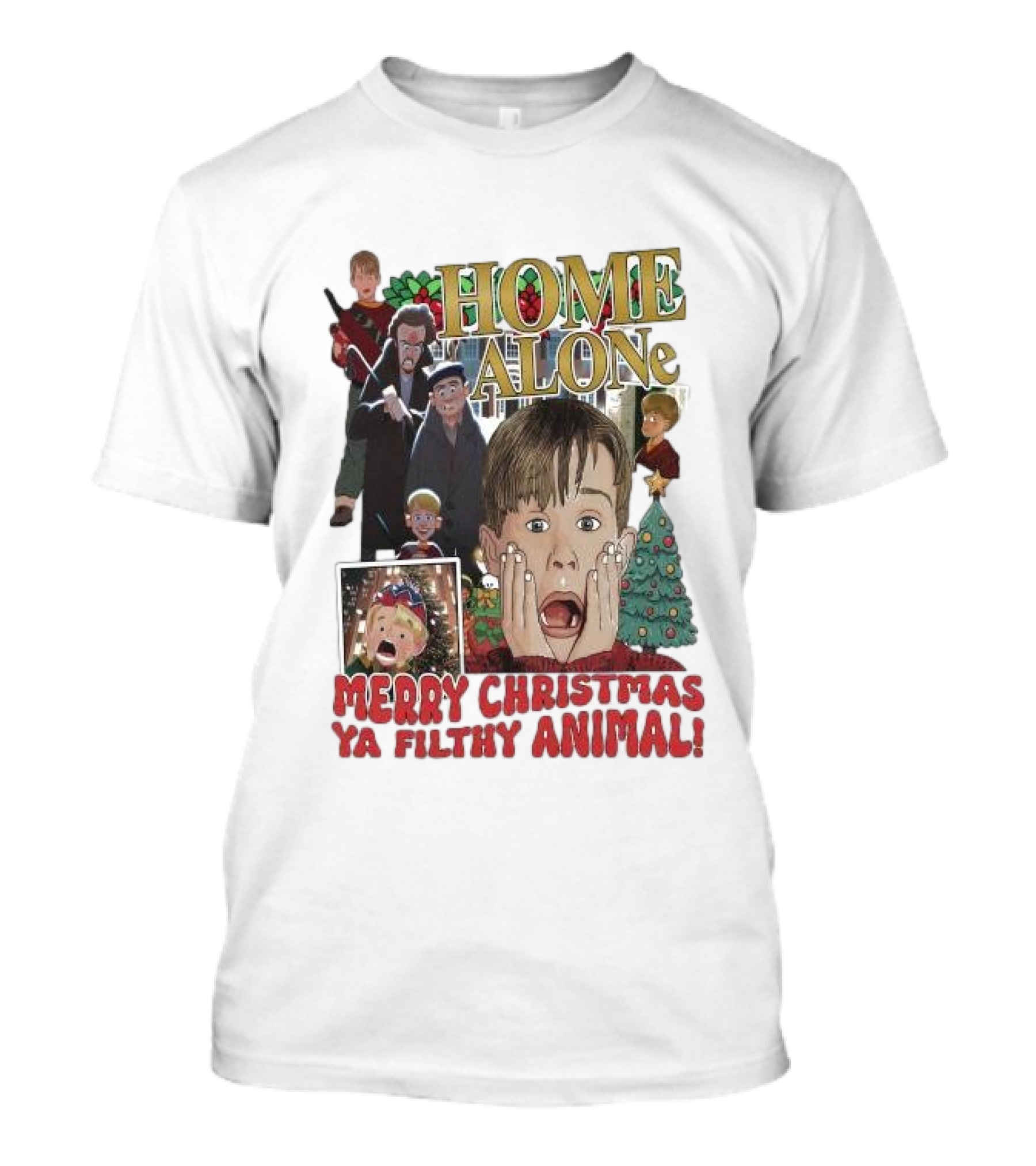 Home Alone Merry Christmas Ya Filthy Animal Kevin McCallister Holiday Movie Collage T-Shirt