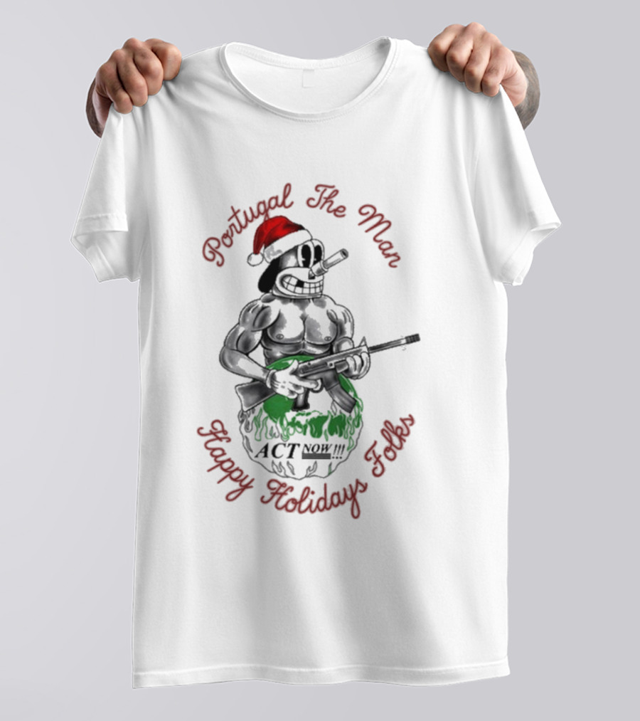 Portugal The Man Happy Holidays Folks Act Now Santa Comic T-Shirt