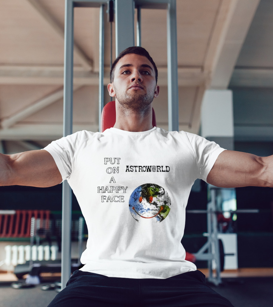 Put On A Happy Face Astroworld Smiley Earth T-Shirt