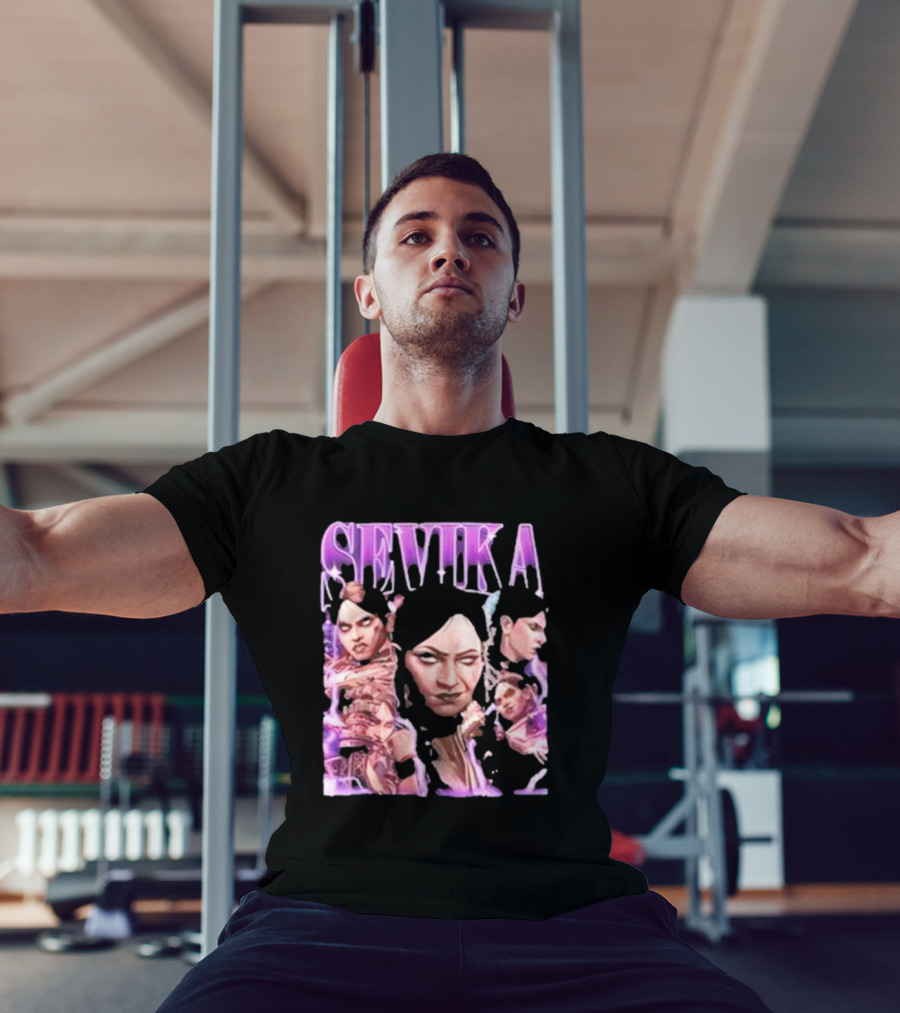 SEVIKA Arane Character Collage Graphic Purple Tones T-Shirt