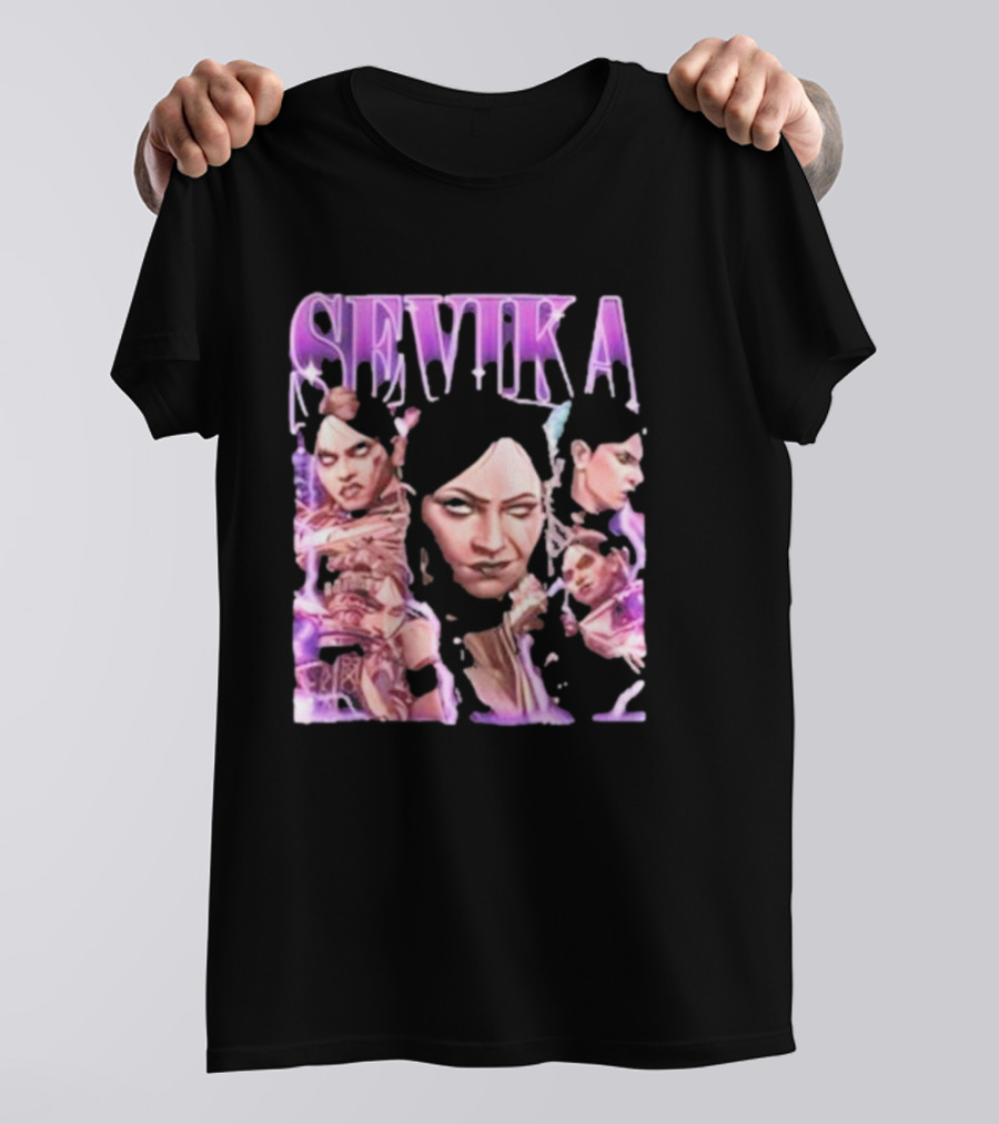SEVIKA Arane Character Collage Graphic Purple Tones T-Shirt