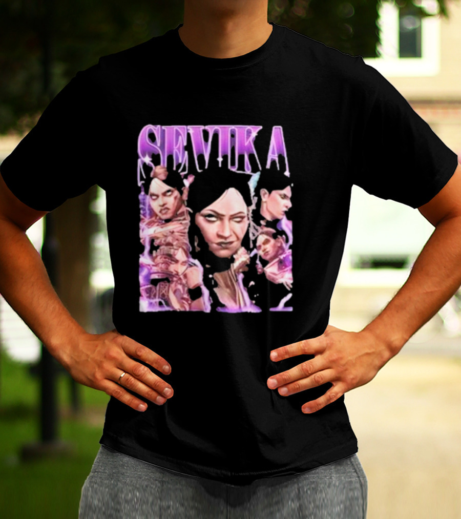 SEVIKA Arane Character Collage Graphic Purple Tones T-Shirt