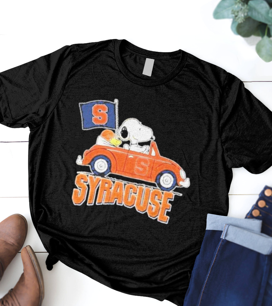 Snoopy Syracuse Orange Basketball Driving Car T-Shirt