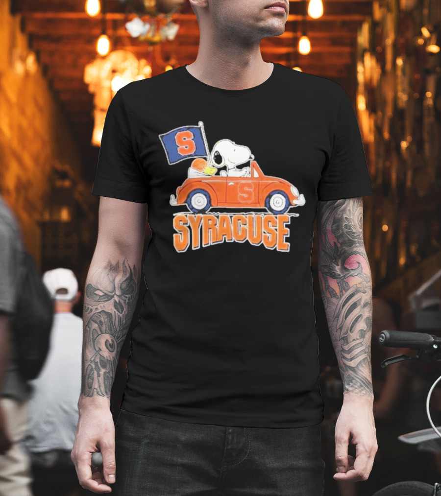 Snoopy Syracuse Orange Basketball Driving Car T-Shirt