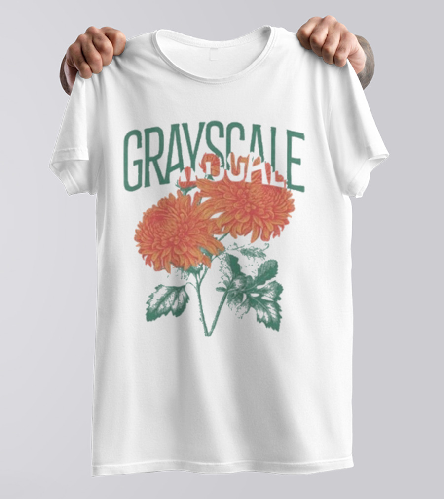 Grayscale Vintage Flower Logo T-Shirt