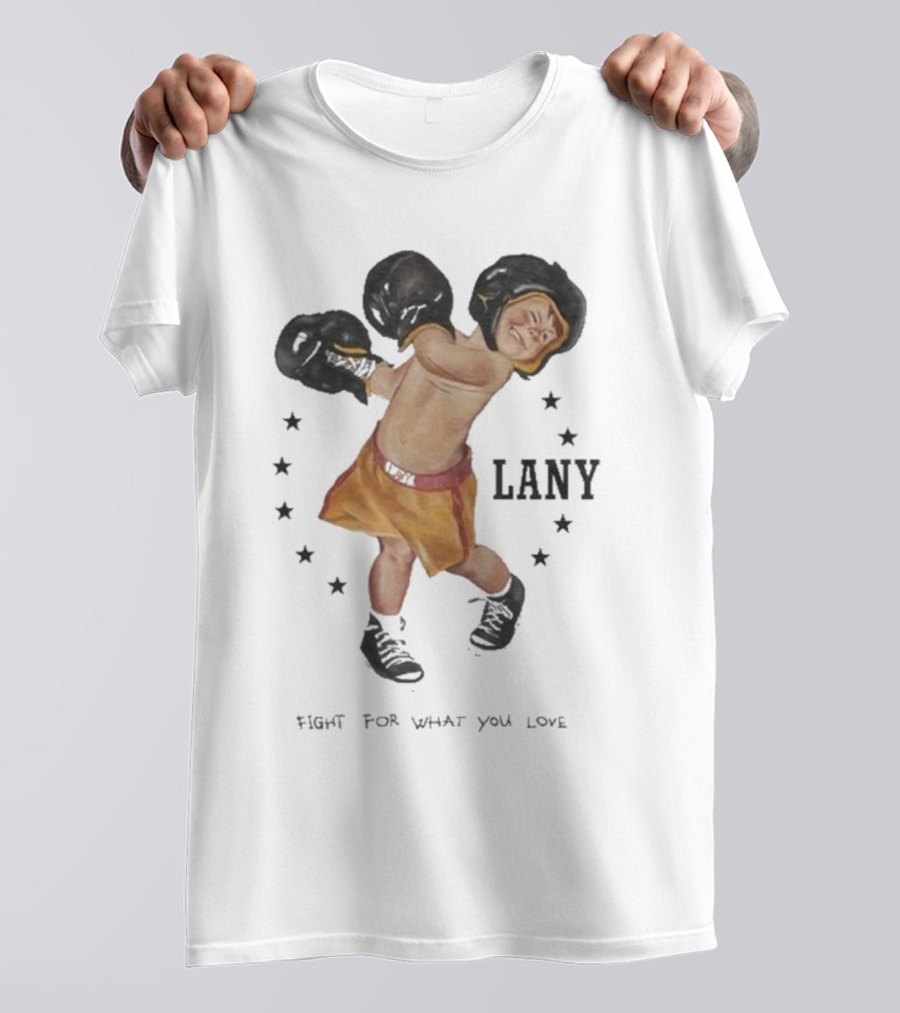 Lany Boxer Fight For What You Love Retro Style Star-Circle Boxing Gloves Kid's Determination T-Shirt