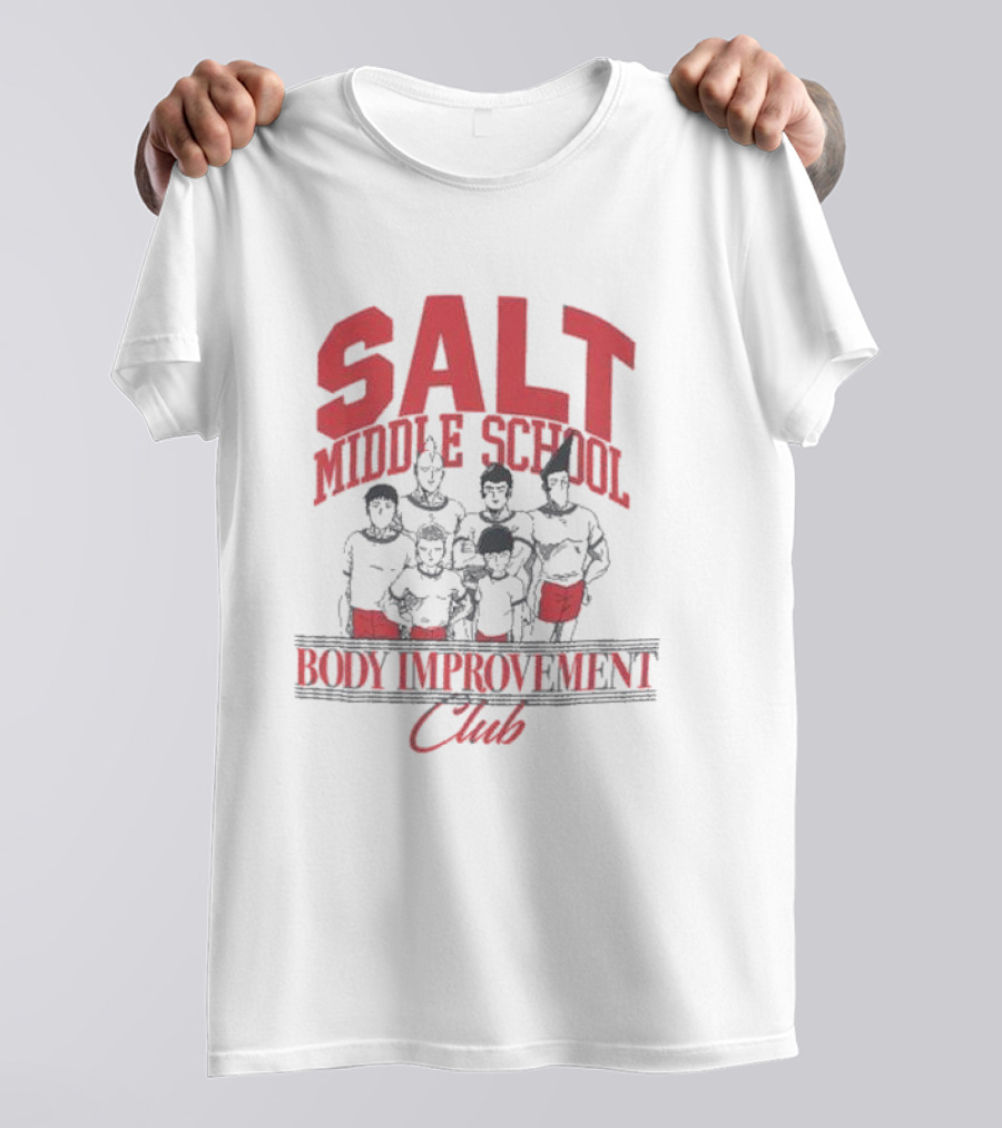 Salt Middle School Body Improvement Club Mob Psycho 100 Anime Character Reference T-Shirt