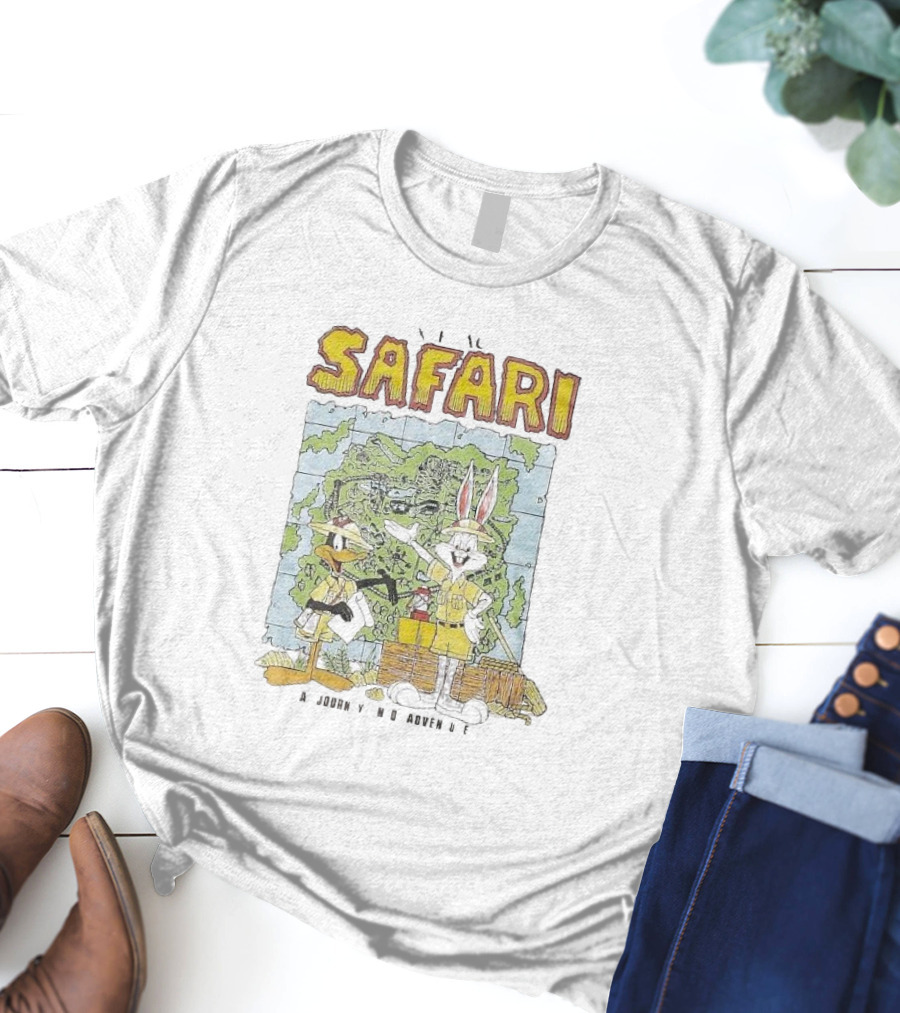 Safari Adventure With Iconic Cartoon Characters Map Exploration T-Shirt