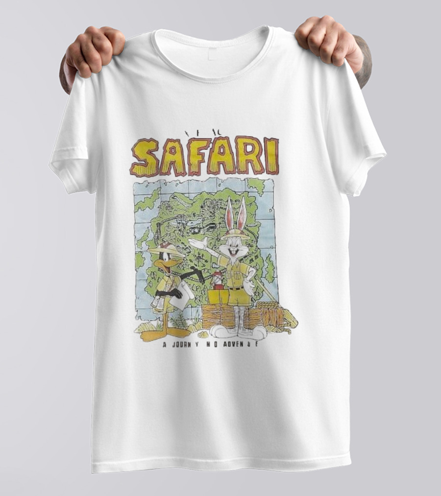 Safari Adventure With Iconic Cartoon Characters Map Exploration T-Shirt