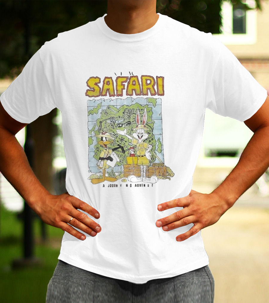 Safari Adventure With Iconic Cartoon Characters Map Exploration T-Shirt