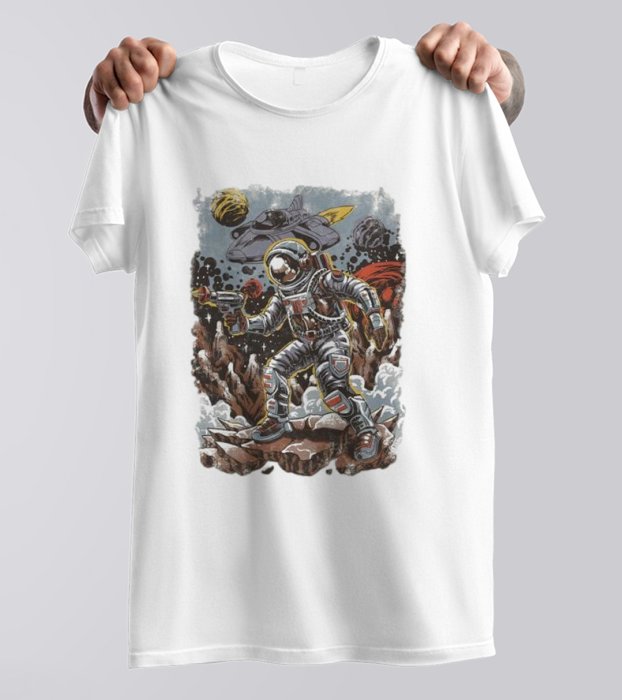 Space Saga Vintage Astronaut Adventure With Retro Planets And Spaceship T-Shirt