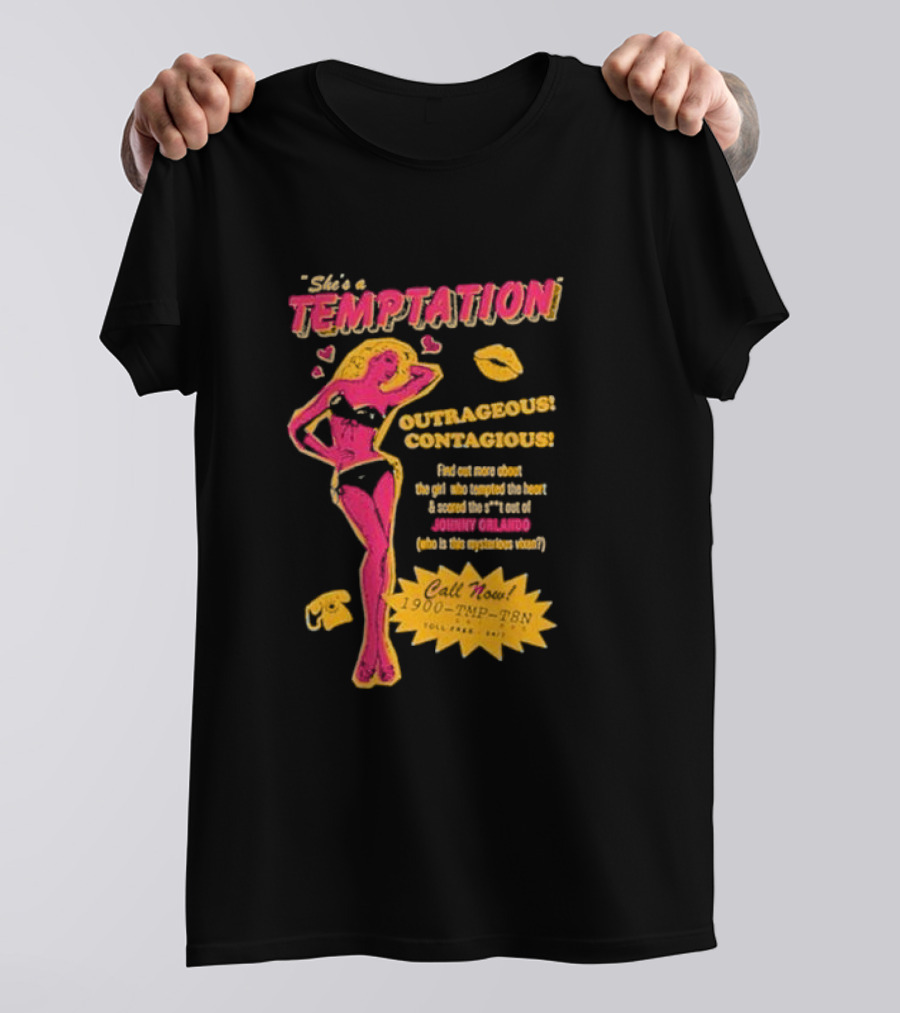 She's A Temptation Outrageous Contagious Johnny Orlando Mysterious Vixen Retro Hotline T-Shirt