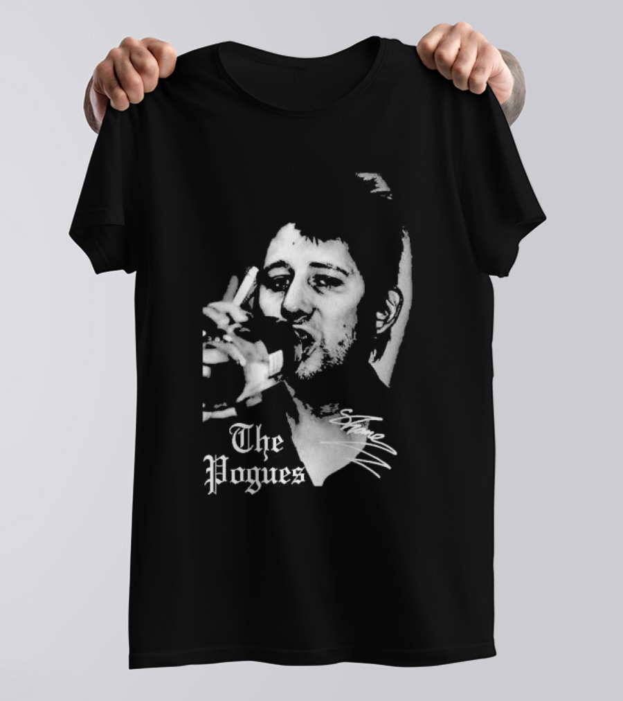 The Pogues Shane MacGowan Smoking Black And White Photo T-Shirt