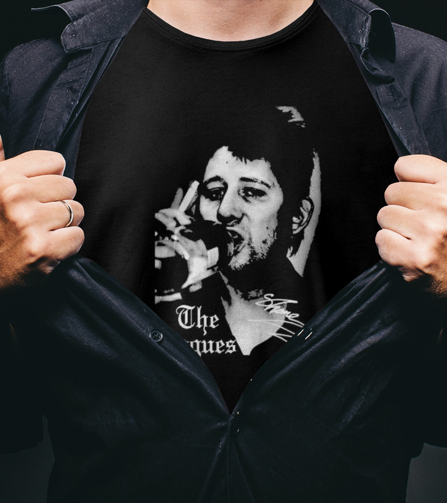 The Pogues Shane MacGowan Smoking Black And White Photo T-Shirt