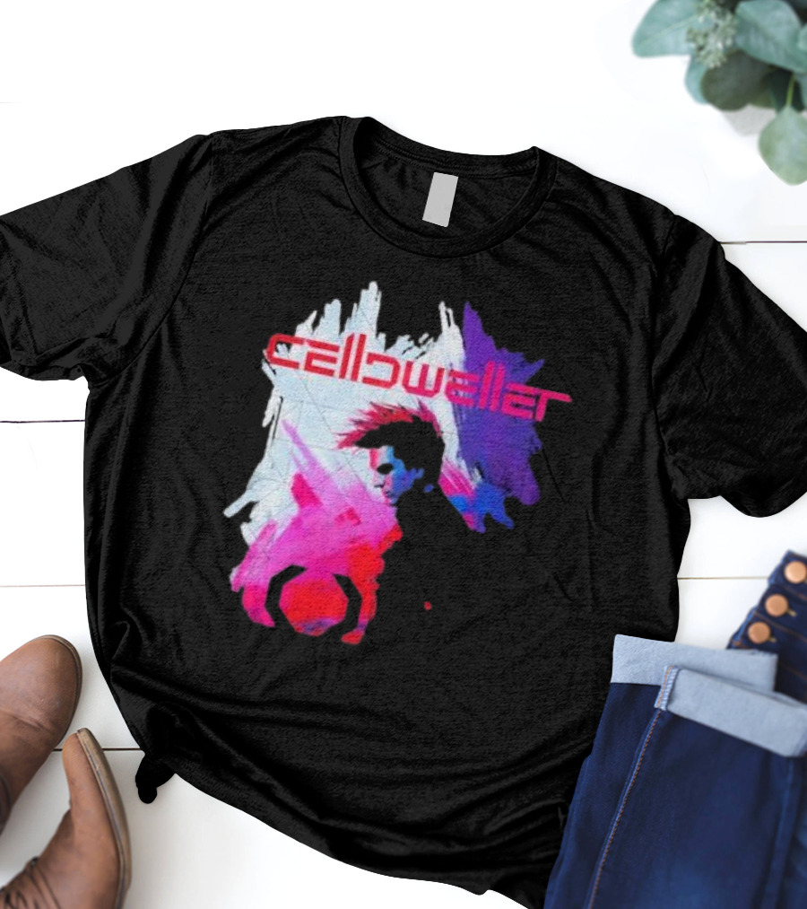 Celldweller The Sentinel Neon Abstract Portrait With Geometric Accent T-Shirt