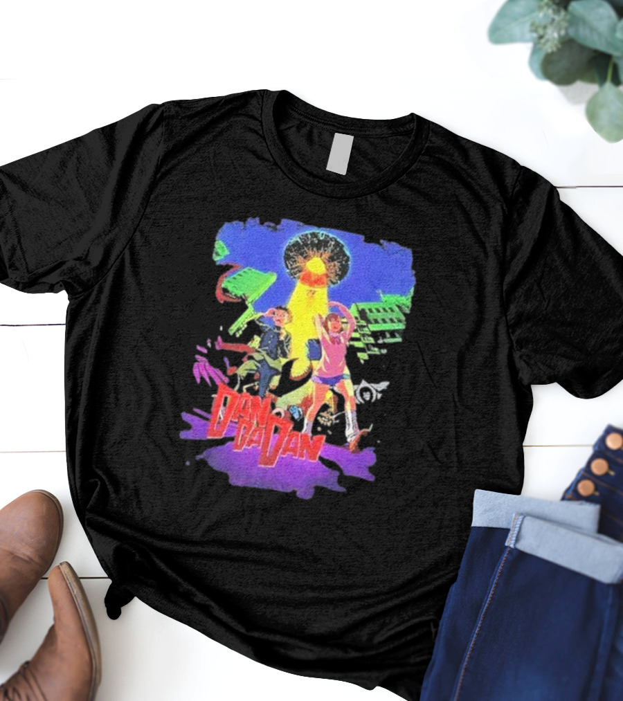 Dan Da Dan Manga Anime UFO Adventure Neon Colors T-Shirt