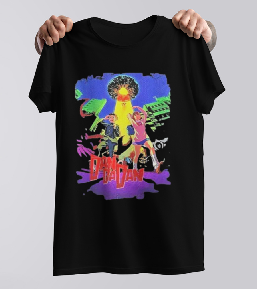 Dan Da Dan Manga Anime UFO Adventure Neon Colors T-Shirt