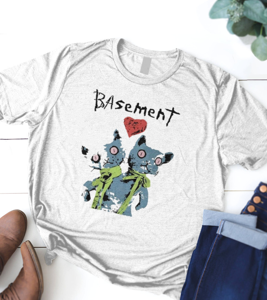 Basement Siamese Cats With Heart T-Shirt