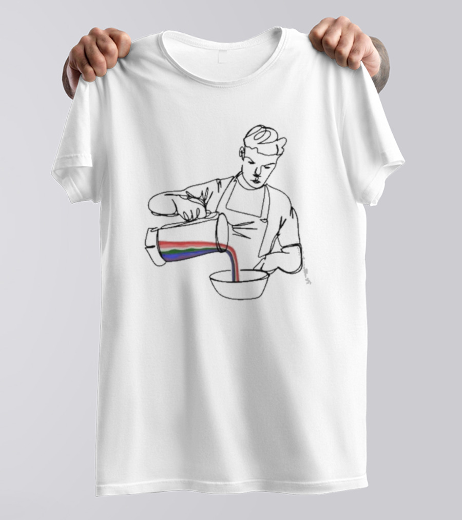 Will Poulter Pouring Rainbow Beverage Into Bowl The Bear Charity T-Shirt