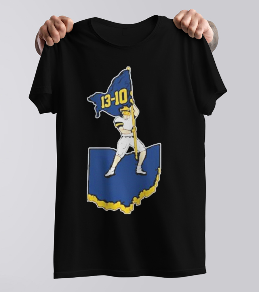 13-10 Michigan Flag Football Victory Over Ohio Outline T-Shirt