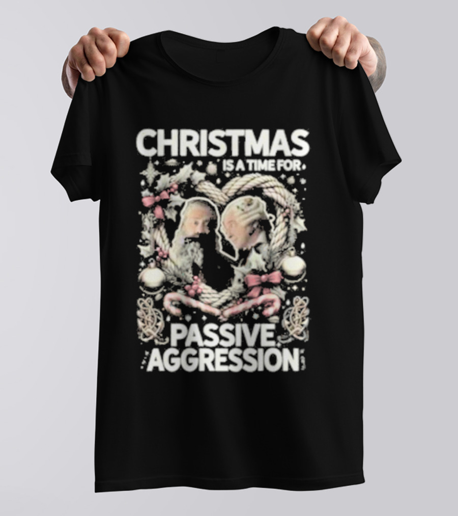 Christmas Is A Time For Passive Aggression Wreath And Candy Canes T-Shirt