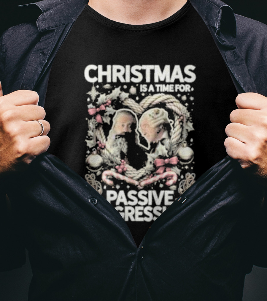 Christmas Is A Time For Passive Aggression Wreath And Candy Canes T-Shirt