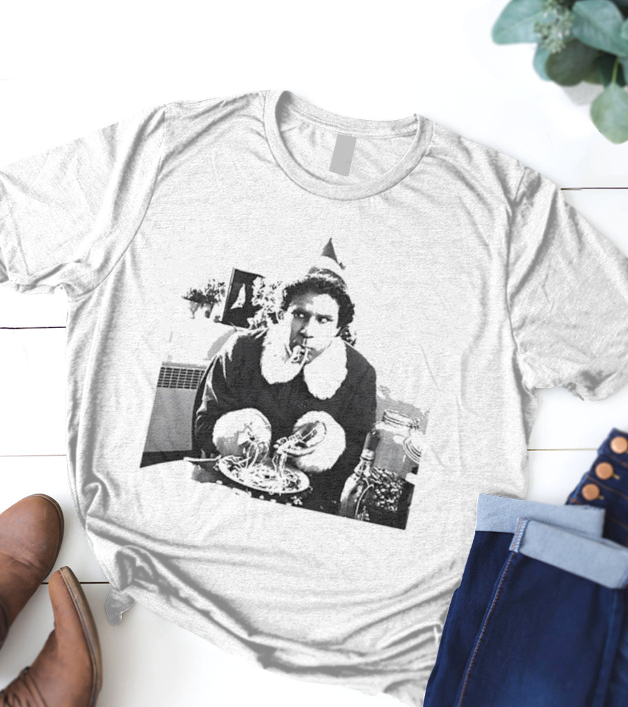 Elf Eating Spaghetti Christmas T-Shirt