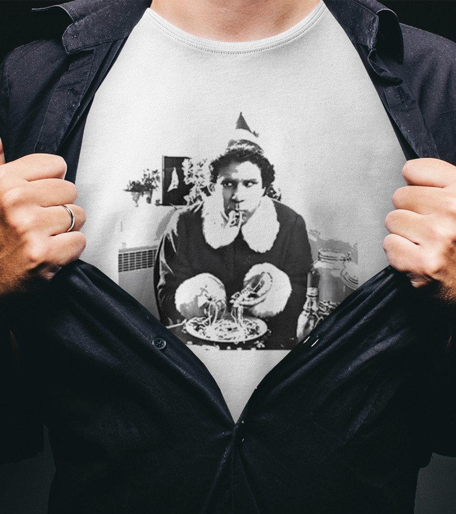 Elf Eating Spaghetti Christmas T-Shirt