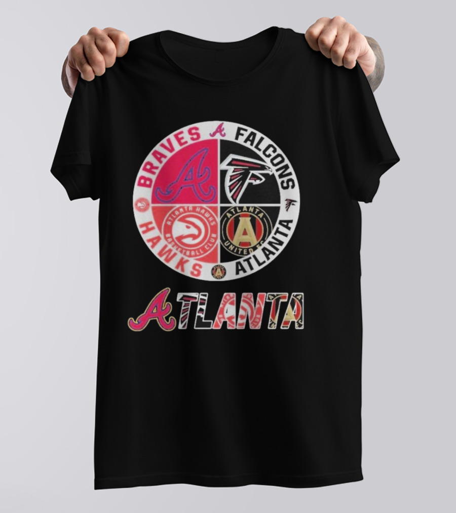 Atlanta Braves Falcons Hawks United FC Logos T-Shirt