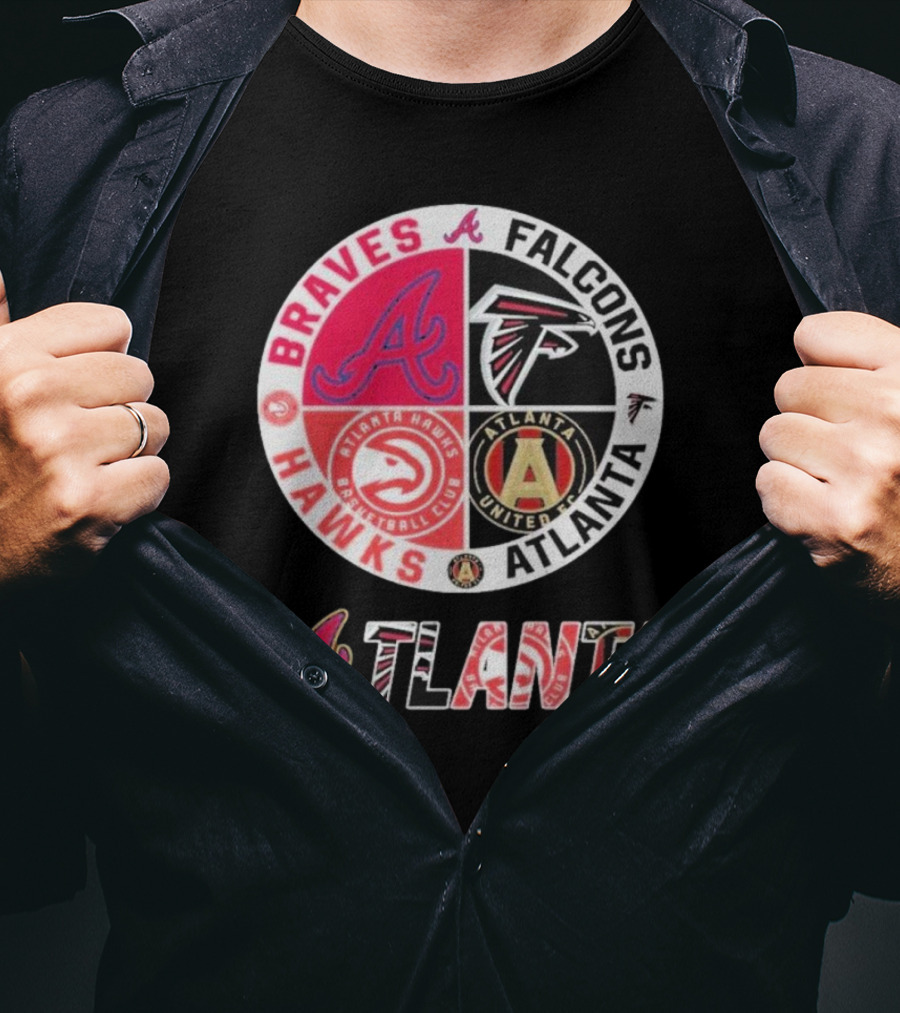 Atlanta Braves Falcons Hawks United FC Logos T-Shirt