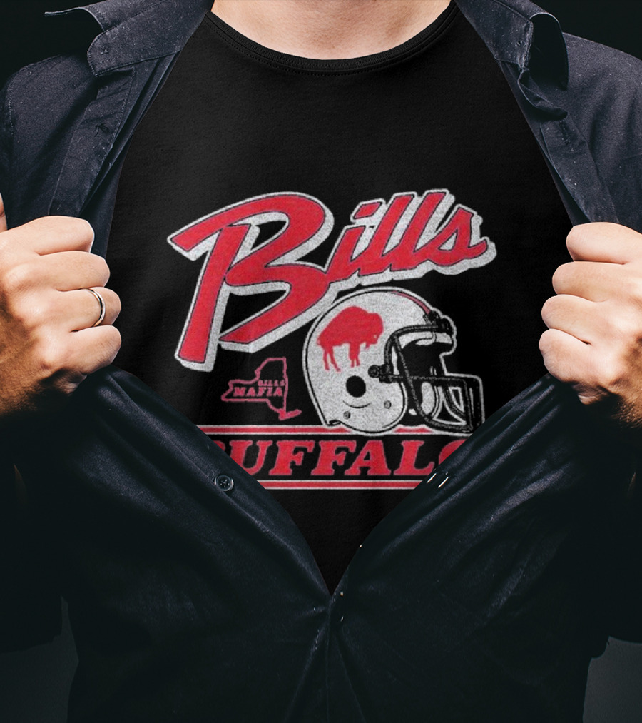 Bills Mafia Buffalo Football Helmet Red And White T-Shirt
