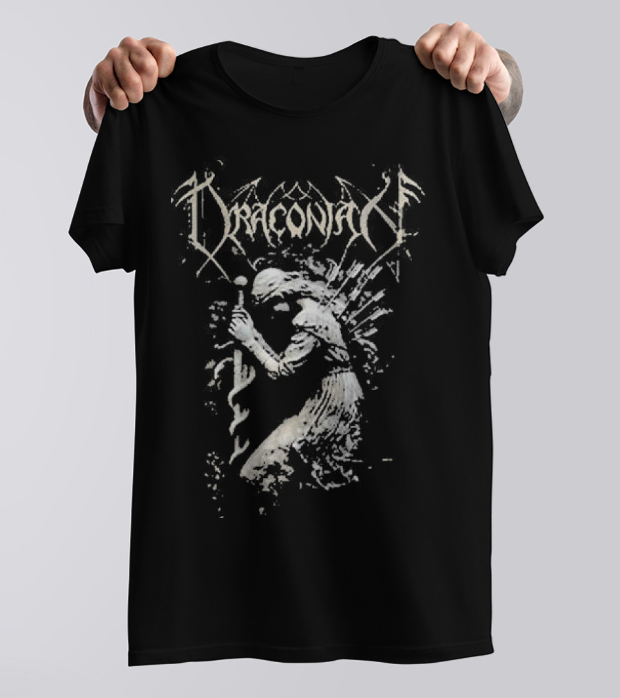 Draconian Heretic Blessed Be The Heretic Mystical Figure Staff And Wings T-Shirt