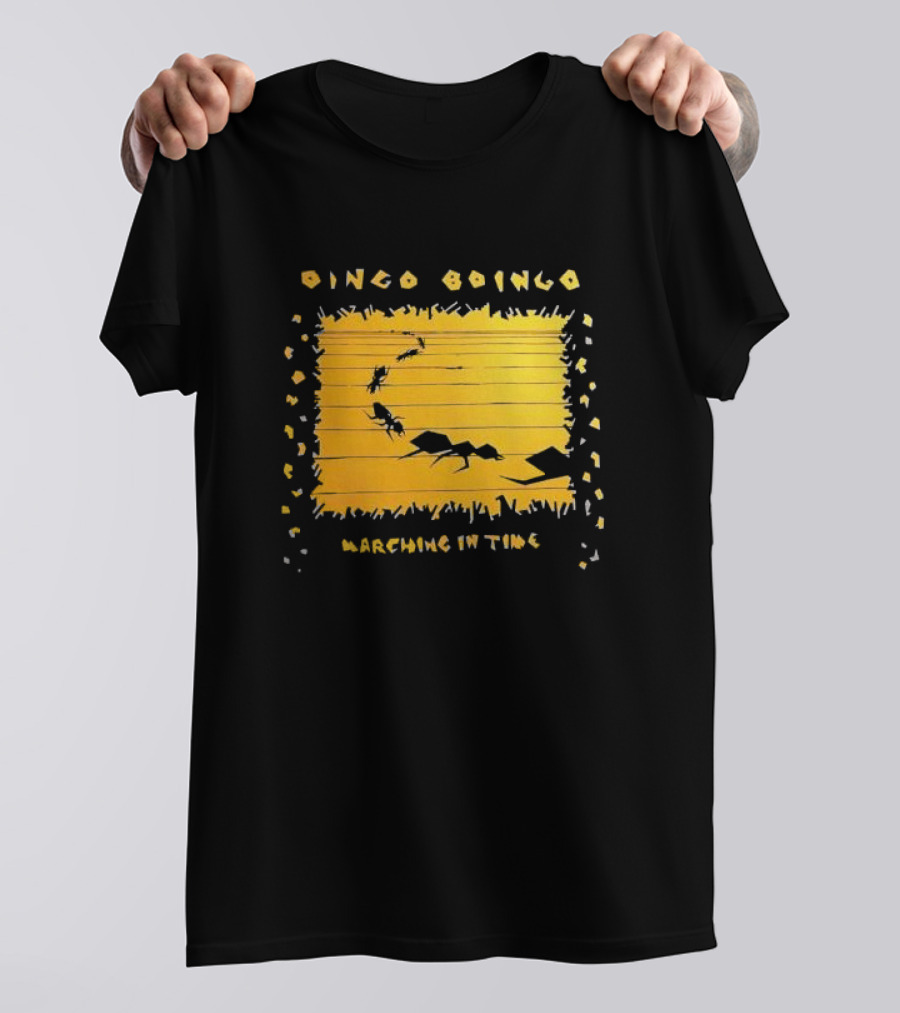 Oingo Boingo Marching In Time Ants On Yellow Stripe T-Shirt